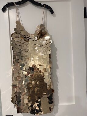 Alice + Olivia Gold Disc Sequin Mini Dress - NWT